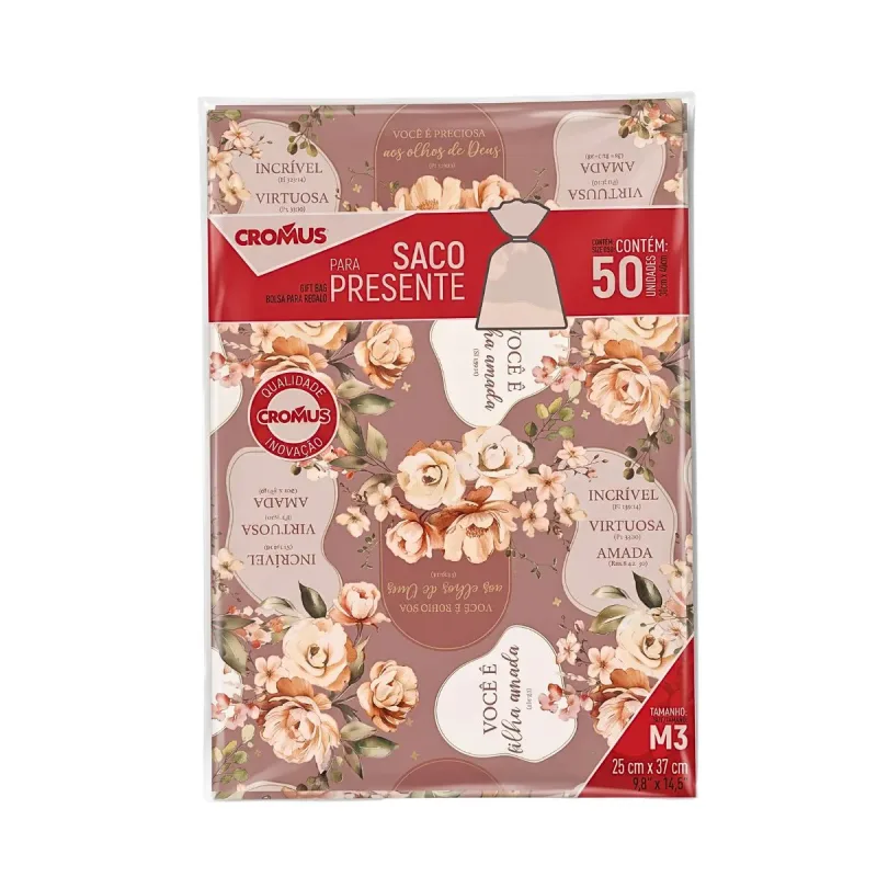 Saco Presente Cromus 25x37cm M3 Palavra Viva com 50 Unidades - Outlet do Marinho - Melhor Preço em Papelaria, Brinquedos e Utilidades