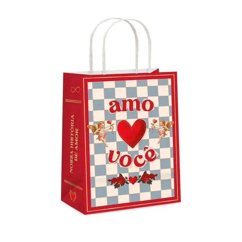 Sacola para Presente Decorada História de Amor Cromus