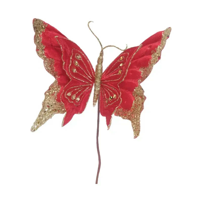 Pick de Borboleta 30cm Vermelho e Ouro Cromus
