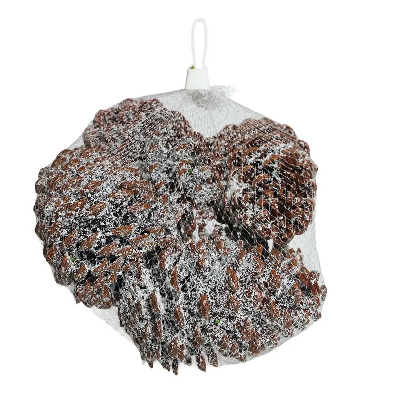 Saco De Pinha Decorativa Nevada 5 Peças Cromus 16cm