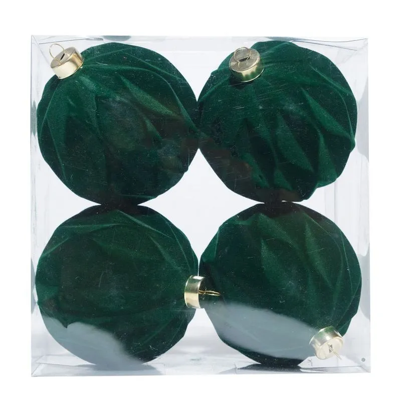 Bola Ondulada Flocada Verde 4 Peças Cromus 10cm
