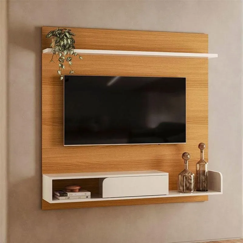 Painel Para Tv Suspenso Evo Ambiente Cinamomo Off White Hb Móveis
