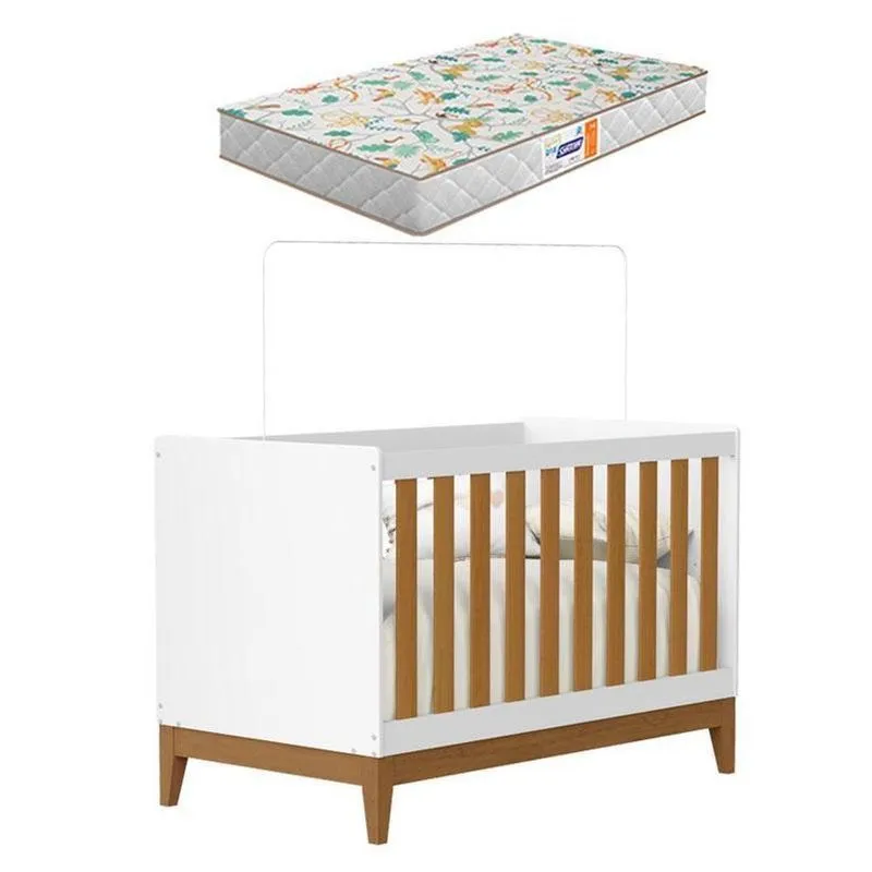 Berço Americano Flip Branco Acetinado Savana Com Colchão Gazin - Reller