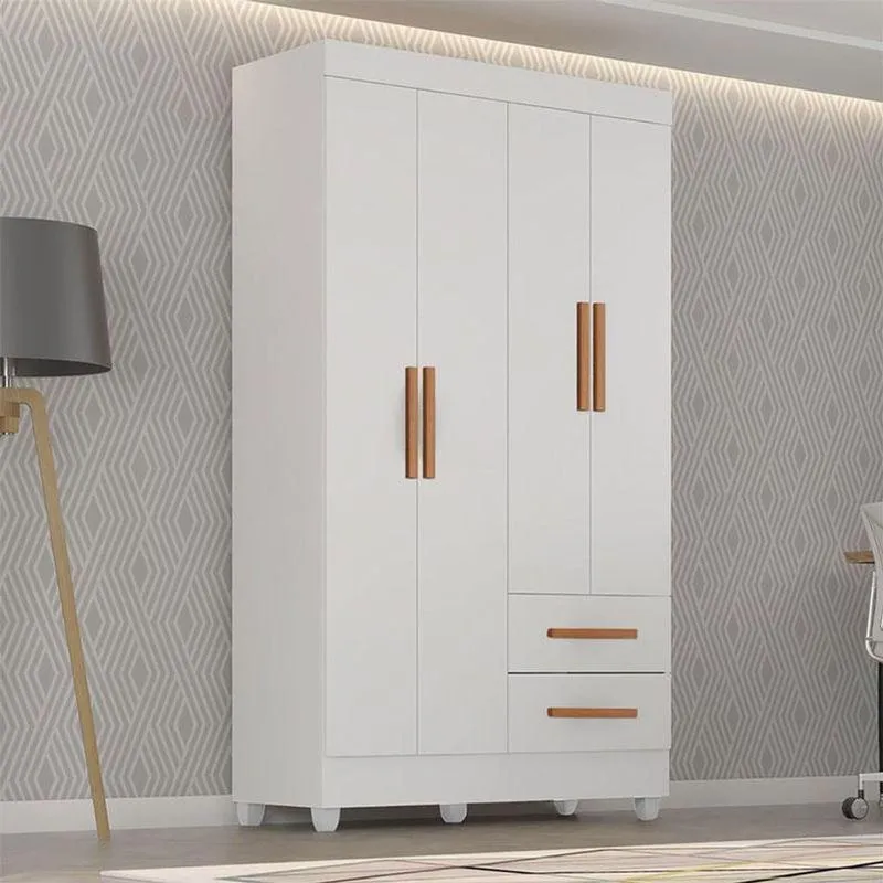 Guarda Roupa Solteiro Lite Ambiente 4 Portas Branco Brilho - Móveis Leão
