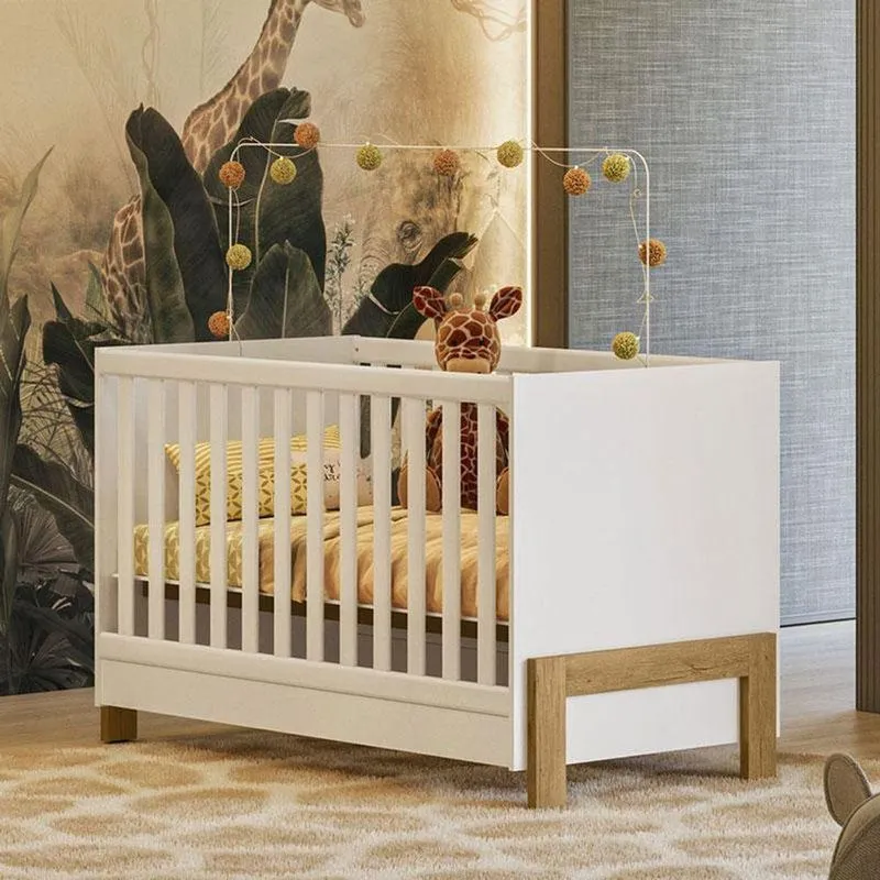 Berço Americano Mini Cama Ambiente Fantasia 4300 Branco Acetinado - Qmovi