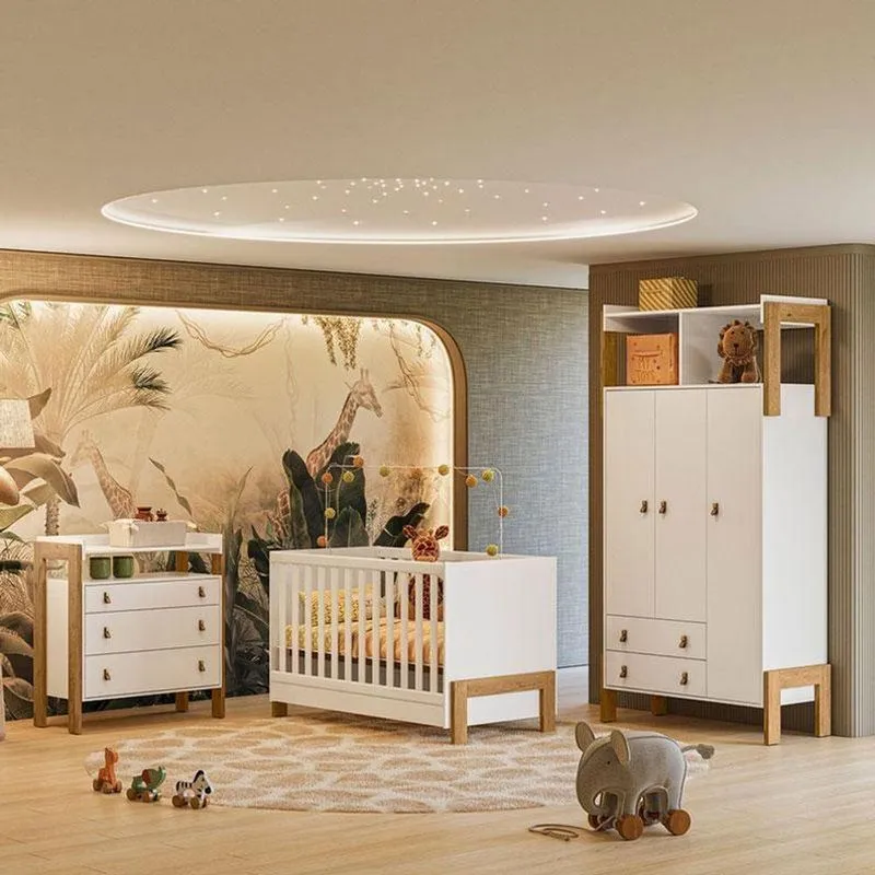 Quarto De Bebê Ambiente Fantasia Branco Acetinado - Qmovi