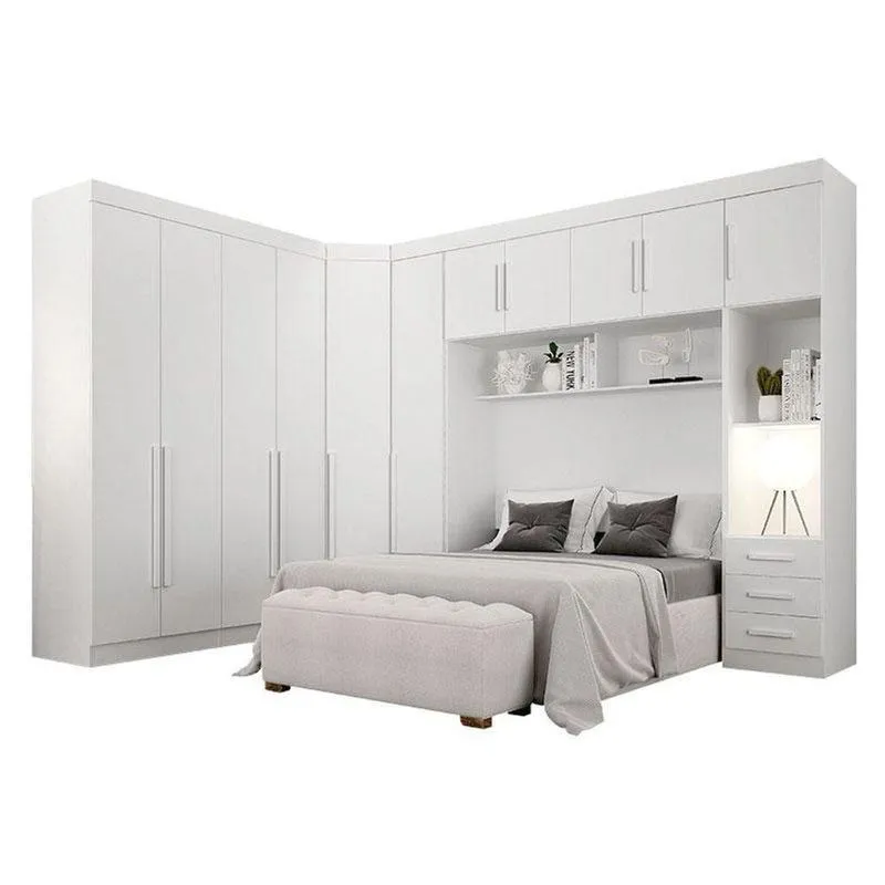 Quarto De Casal Modulado 11 Portas Orion Branco - Leifer Móveis