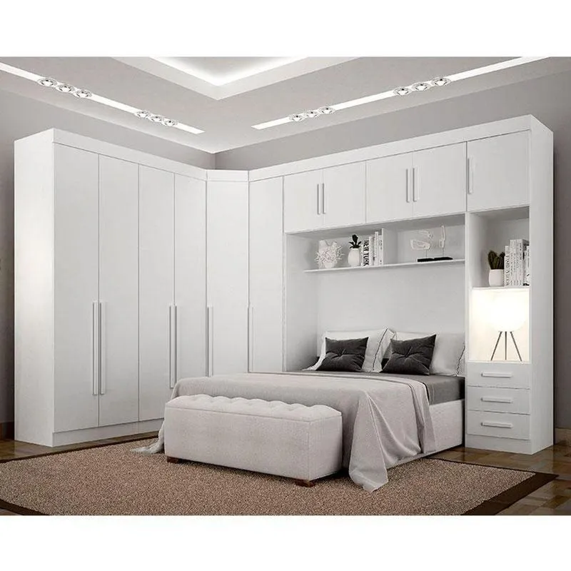 Quarto De Casal Modulado 11 Portas Orion Ambiente Branco - Leifer Móveis