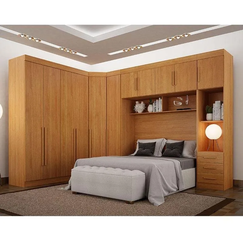 Quarto De Casal Modulado 11 Portas Orion Ambiente Cinamomo - Leifer Móveis