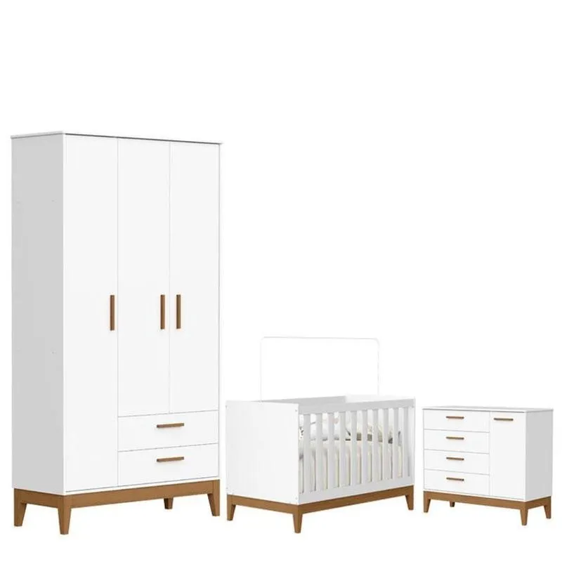 Quarto De Bebê Flip E Cômoda Sapateira Branco Acetinado - Reller
