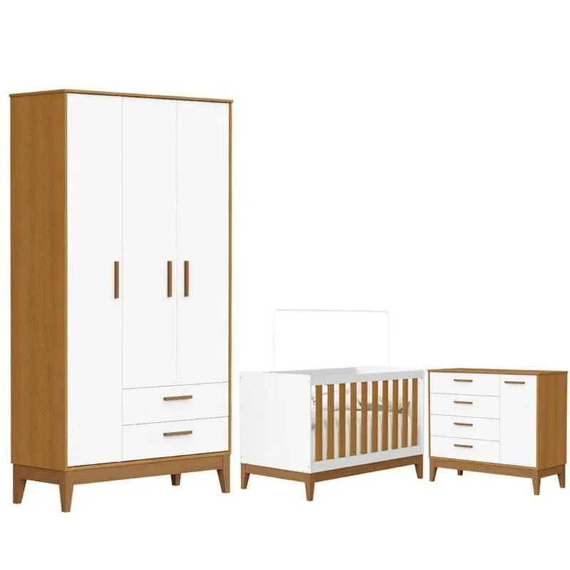 Quarto De Bebê Flip E Cômoda Sapateira Branco Acetinado Savana - Reller