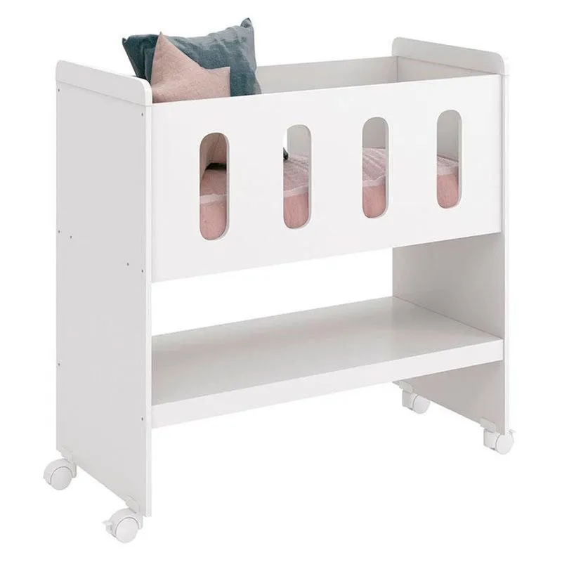 Mini Berço Moisés Zain Branco Brilho Com Colchão - Reller
