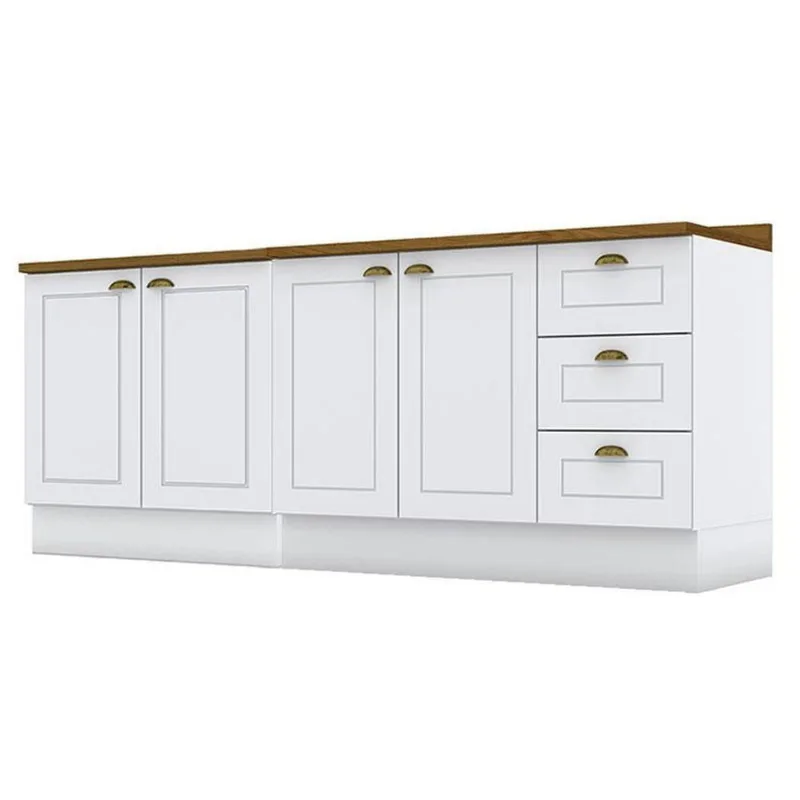 Balcão De Cozinha 80cm E 120cm Americana Com Tampo Nature - Henn