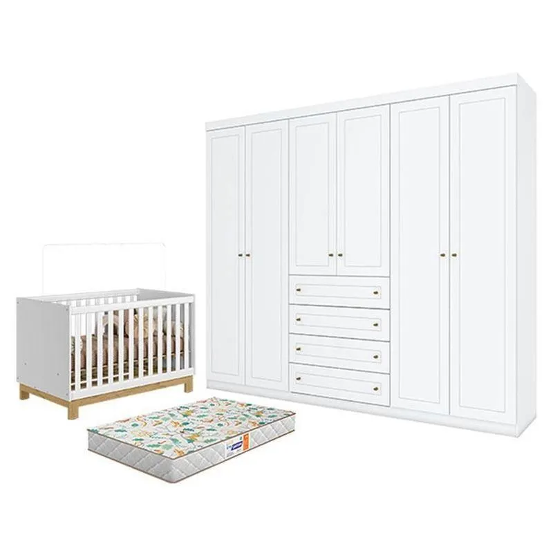 Berço Americano Mini Cama Q Encanto Slim Mdp Com Colchão Branco Acetinado Qmovi