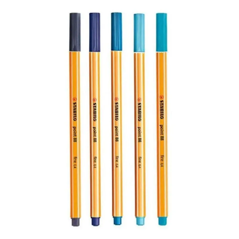 Caneta Fineliner 0.4mm Point 88 5 Tons De Azul - Stabilo