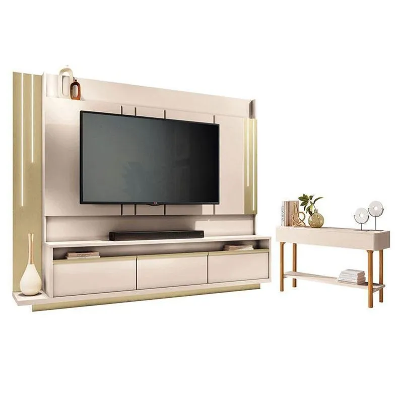 Home Theater Montane Off White Champanhe Com Aparador Fiero Off White - Hb Móveis