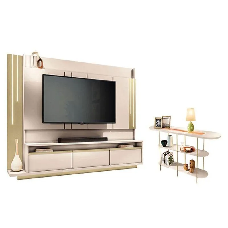 Home Theater Montane Off White Champanhe Com Aparador Infinity Off White - Hb Móveis