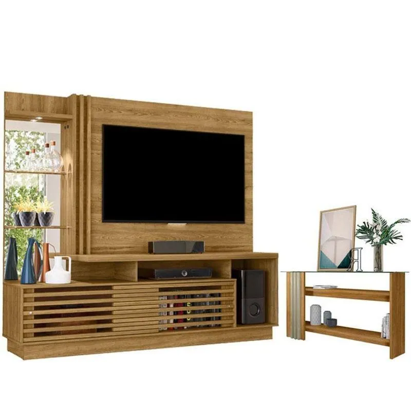 Estante Home Theater Frizz Plus Cumaru Com Aparador Frizz Cumaru Opala- Madetec