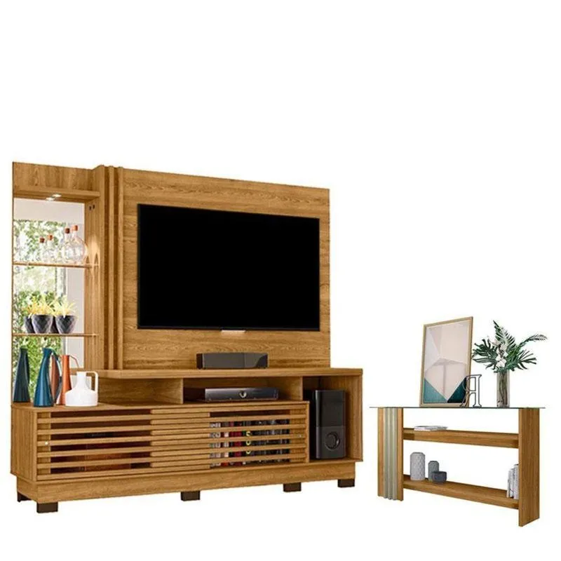Estante Home Theater Frizz Plus Cumaru Com Pés Com Aparador Frizz Cumaru Opala- Madetec