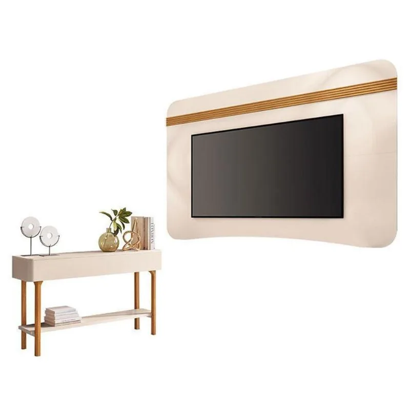 Painel Suspenso Armony Off White Cinamomo Com Aparador Fiero Off White - Hb Móveis