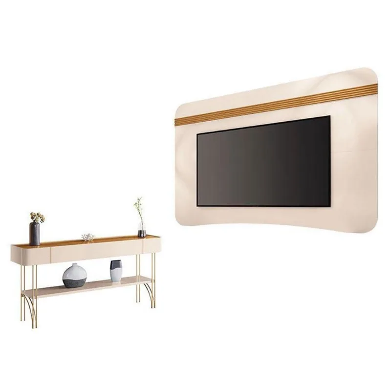Painel Suspenso Armony Off White Cinamomo Com Aparador Vivant Off White Cinamomo - Hb Móveis