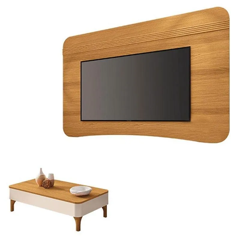 Painel Suspenso Armony Cinamomo Com Mesa De Centro Liz Off White Cinamomo - Hb Móveis