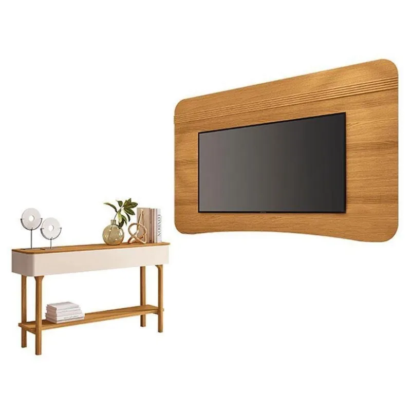 Painel Suspenso Armony Cinamomo Com Aparador Fiero Off White Cinamomo - Hb Móveis