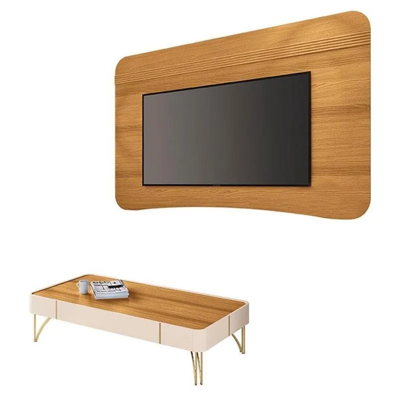 Painel Suspenso Armony Cinamomo Com Mesa De Centro Cadenza Off White Cinamomo - Hb Móveis