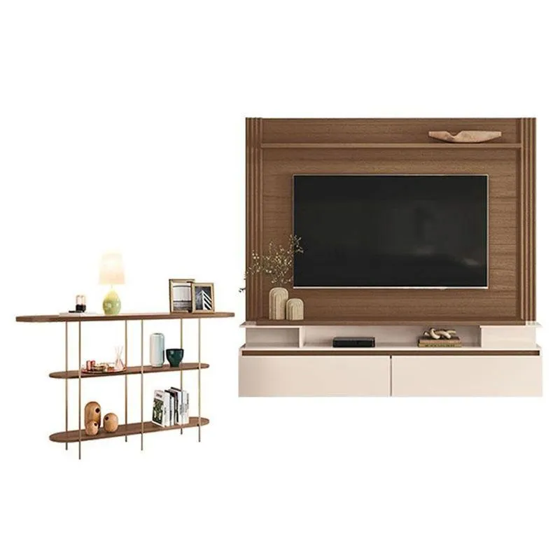 Home Suspenso Astor Castanho Off White Com Aparador Infinity Castanho - Hb Móveis