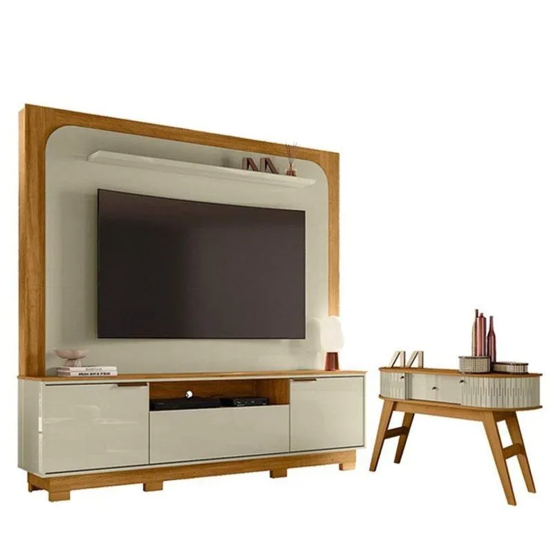 Estante Home Theater Nilo Com Pés Com Aparador Estoril Cumaru Opala - Madetec