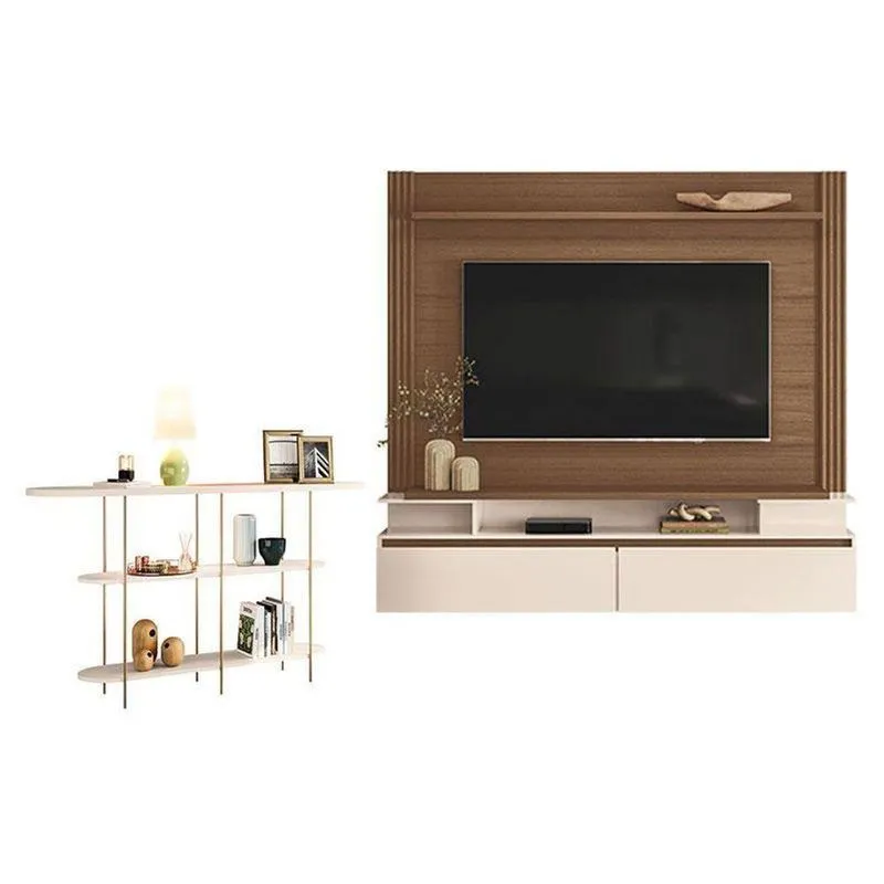 Home Suspenso Astor Castanho Off White Com Aparador Infinity Off White - Hb Móveis