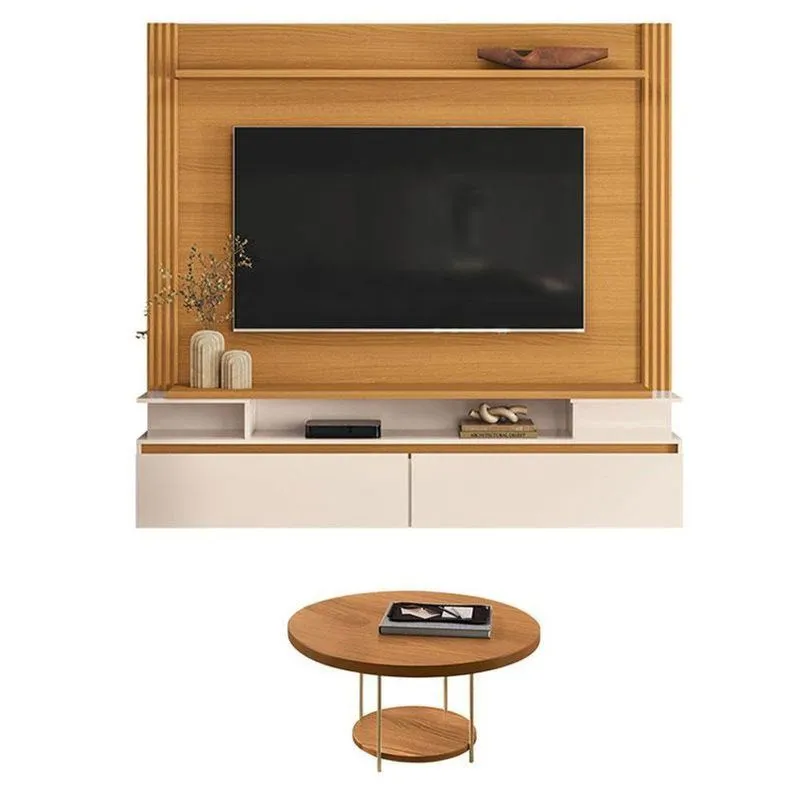 Home Suspenso Astor Cinamomo Off White Com Mesa De Centro Sky Cinamomo - Hb Móveis