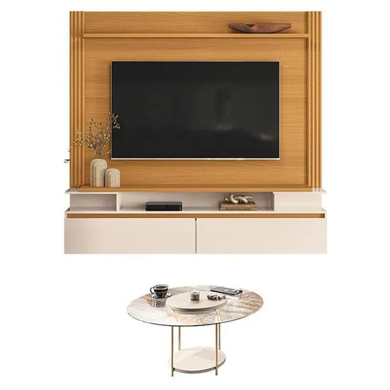 Home Suspenso Astor Cinamomo Off White Com Mesa De Centro Sky Com Tampo De Vidro Off White - Hb Móveis