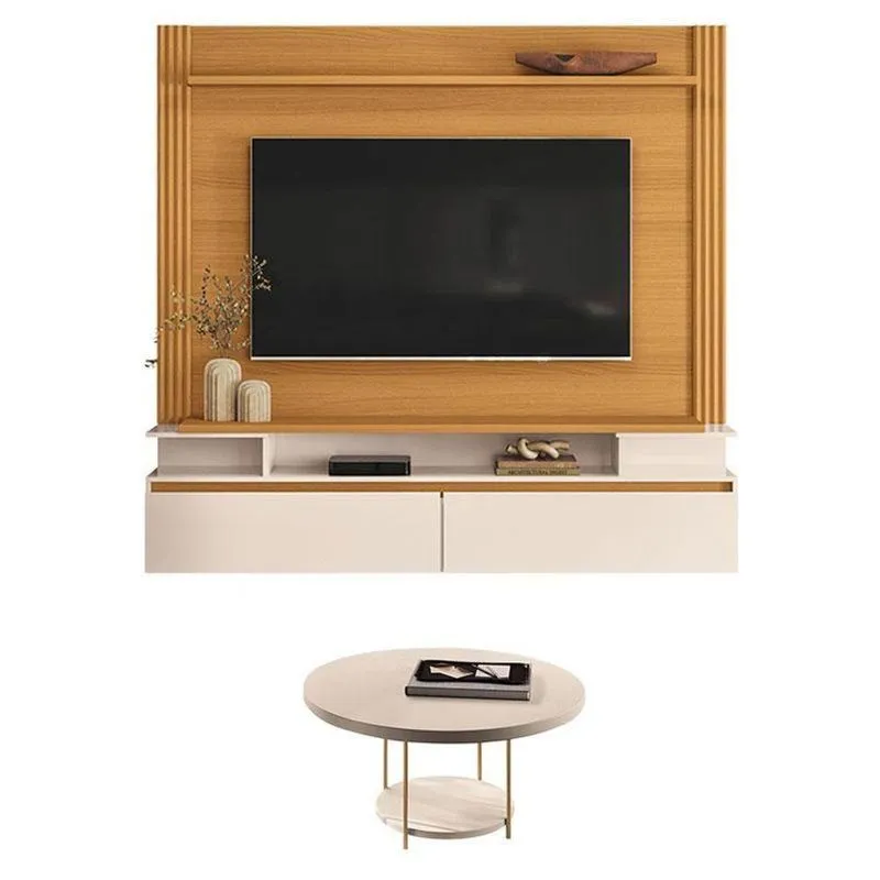 Home Suspenso Astor Cinamomo Off White Com Mesa De Centro Sky Off White - Hb Móveis