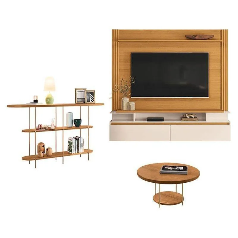 Home Suspenso Astor Cinamomo Off White Com Mesa De Centro Sky E Aparador Infinity Cinamomo - Hb Móveis