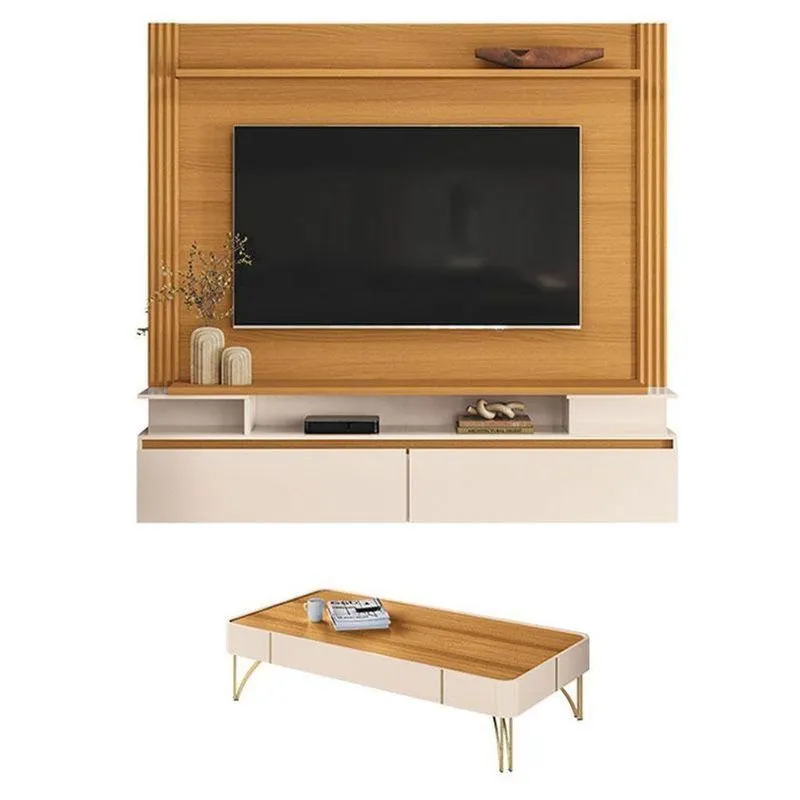 Home Suspenso Astor Cinamomo Off White Com Mesa De Centro Cadenza Off White Cinamomo - Hb Móveis
