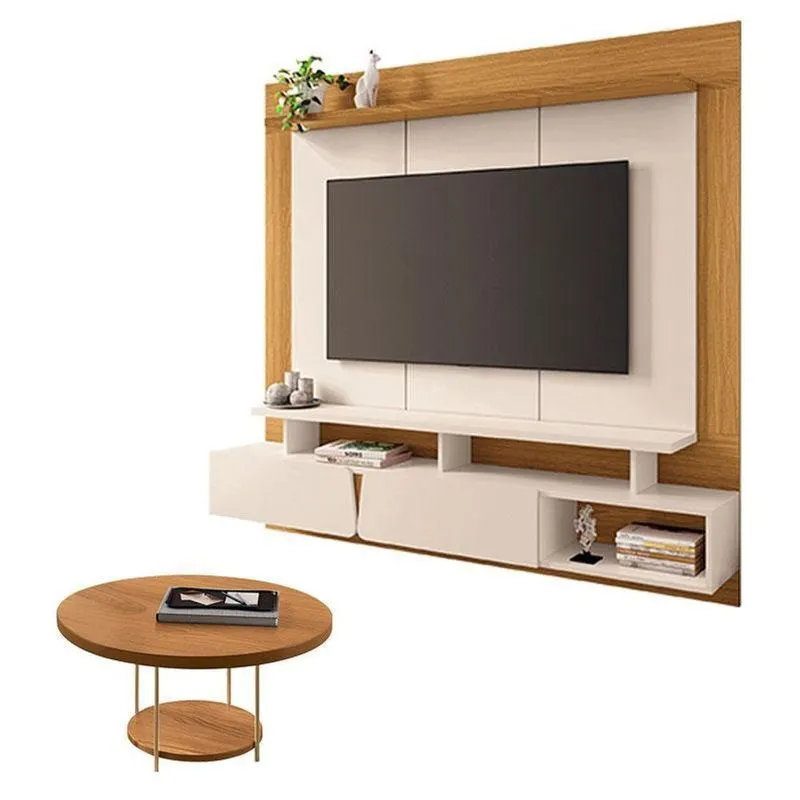 Home Suspenso Zenith Off White Cinamomo Com Mesa De Centro Sky Cinamomo - Hb Móveis