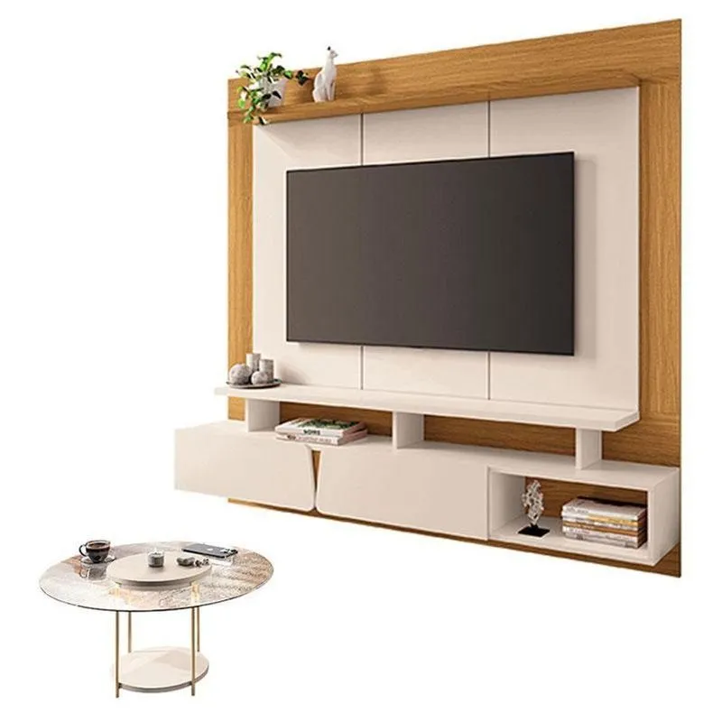 Home Suspenso Zenith Off White Cinamomo Com Mesa De Centro Sky Com Tampo De Vidro Off White - Hb Móveis
