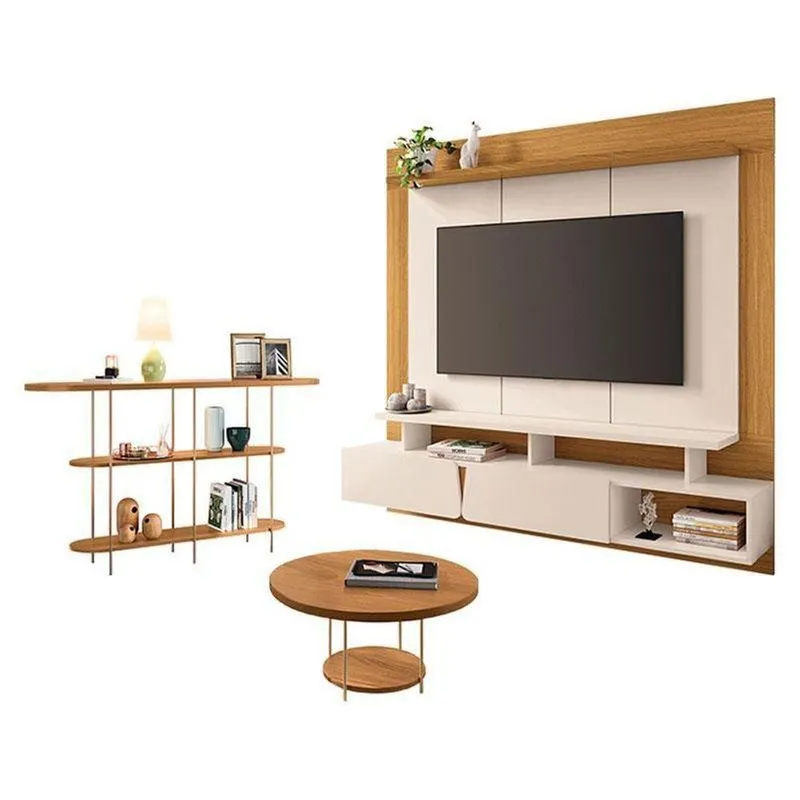 Home Suspenso Zenith Off White Cinamomo Com Mesa De Centro Sky E Aparador Infinity Cinamomo - Hb Móveis