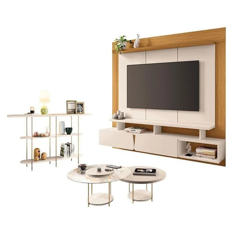 Home Suspenso Zenith Off White Cinamomo Com Kit Mesa De Centro Sky E Aparador Infinity Off White - Hb Móveis