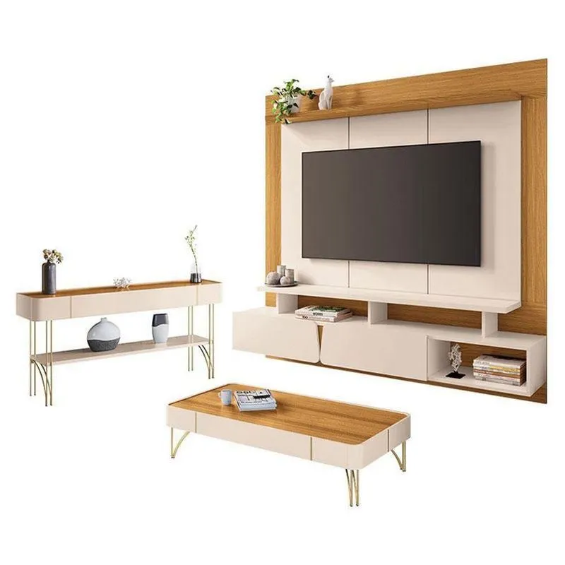 Home Suspenso Zenith Off White Cinamomo Com Mesa De Centro Cadenza E Aparador Vivant Off White Cinamomo - Hb Móveis