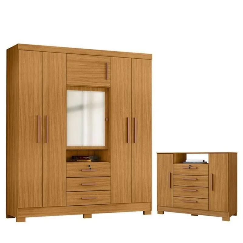 Cômoda Madri E Guarda Roupa Casal Imperial Carvalho Americano Tx -incorplac