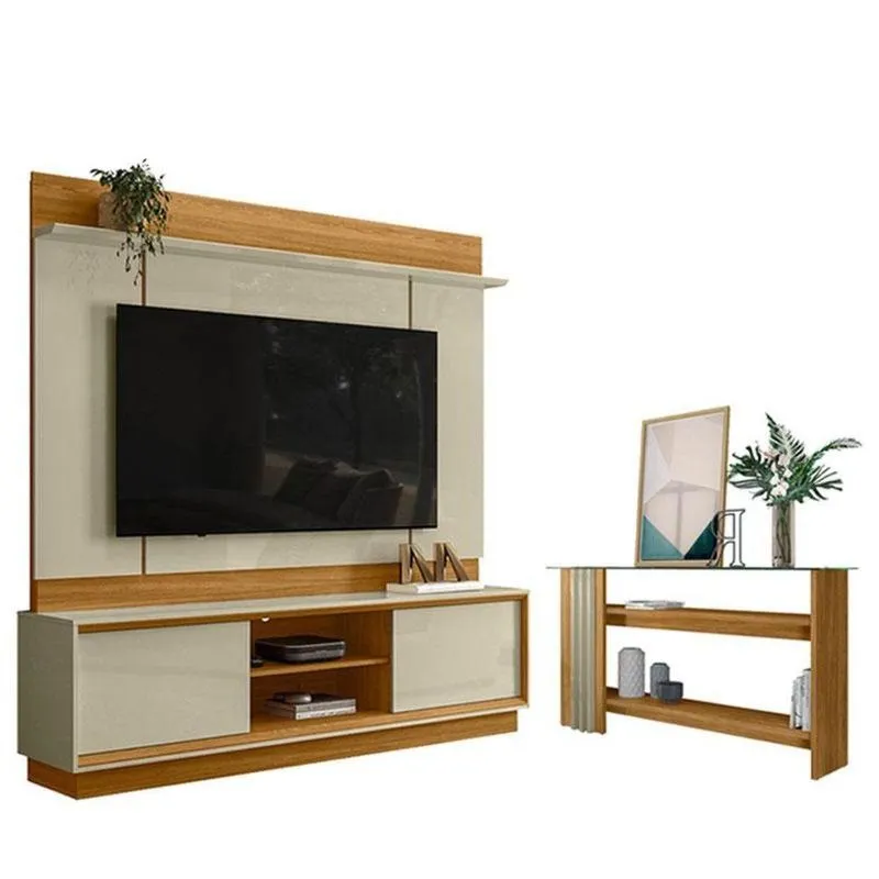 Estante Home Theater Siena Sem Pés Com Aparador Frizz Cumaru Opala - Madetec