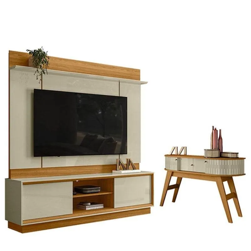 Estante Home Theater Siena Sem Pés Com Aparador Estoril Cumaru Opala - Madetec
