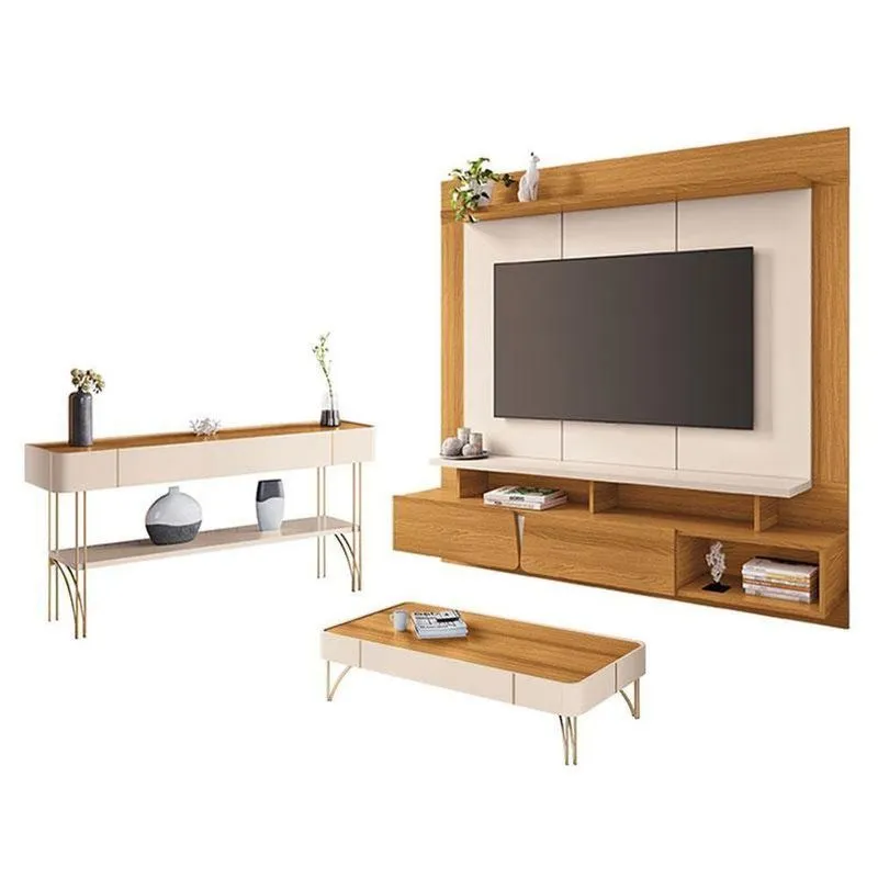 Home Suspenso Zenith Cinamomo Off White Com Mesa De Centro Cadenza E Aparador Vivant Off White Cinamomo - Hb Móveis
