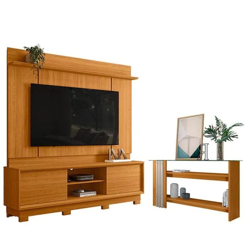 Estante Home Theater Siena Com Pés Cinamomo Com Aparador Frizz Cinamomo Off White - Madetec