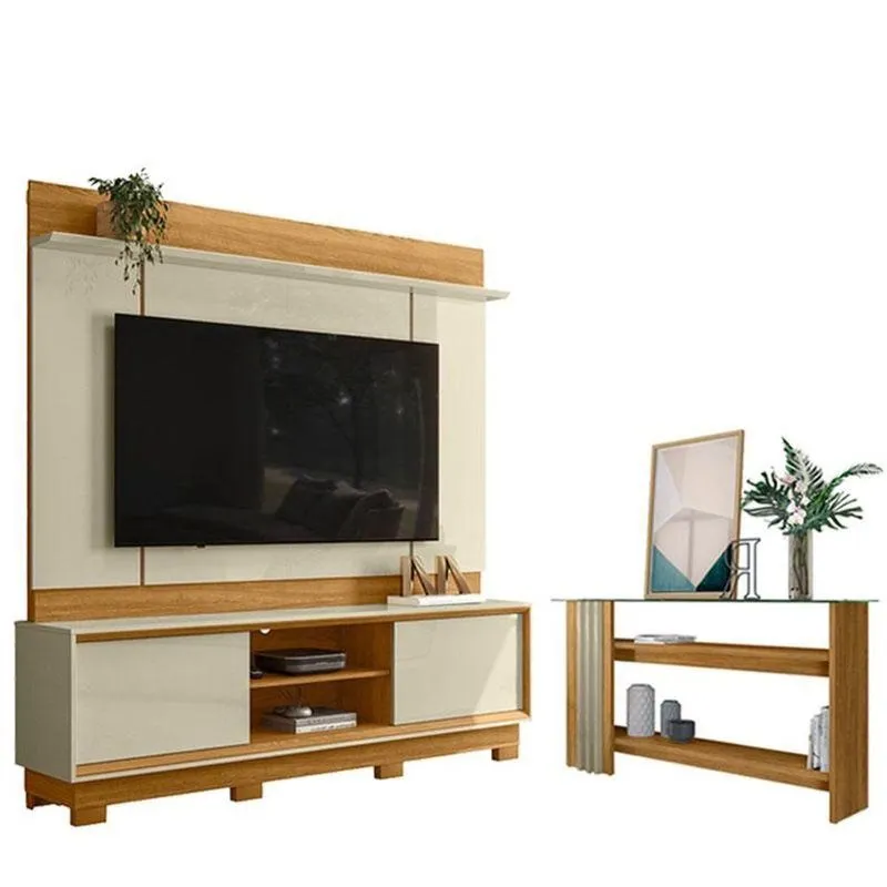 Estante Home Theater Siena Com Pés Com Aparador Frizz Cumaru Opala - Madetec