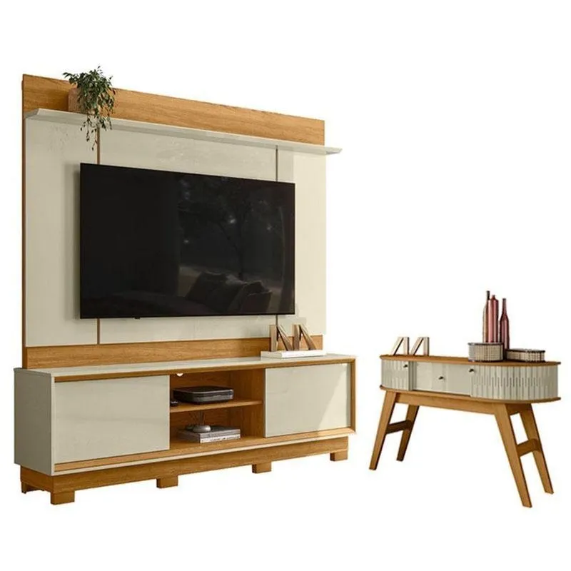 Estante Home Theater Siena Com Pés Com Aparador Estoril Cumaru Opala - Madetec