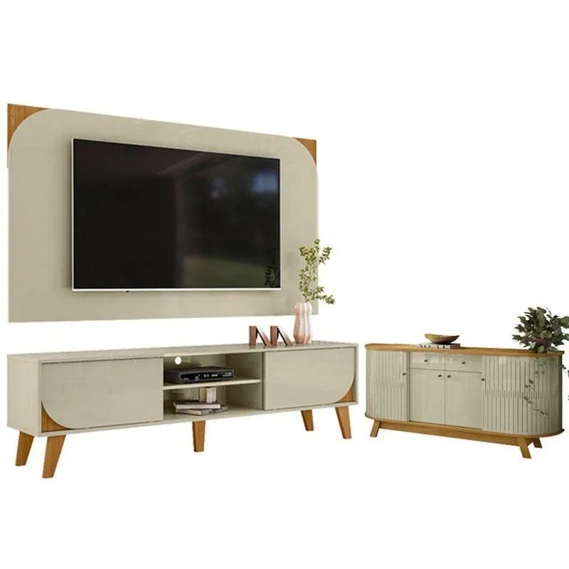 Rack Painel TV Duna Aparador Buffet Mônaco Cumaru Opala