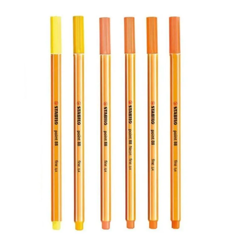 Caneta Fineliner 0.4mm Point 88 6 Tons De Amarelo E Laranja - Stabilo